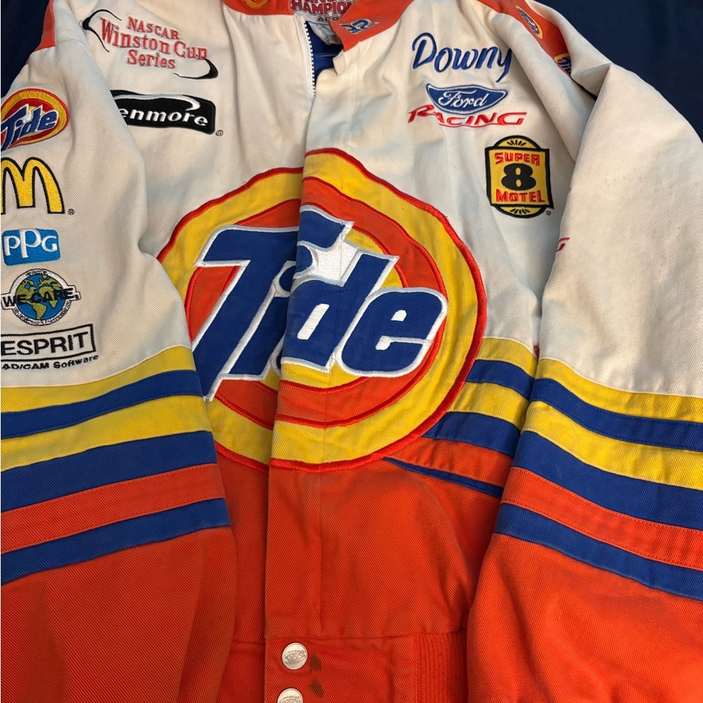 Racing Bomber Jacket - Orange and Blue
